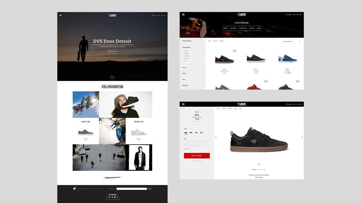 Aren Anderson, DVS Footwear Ecommerce Design